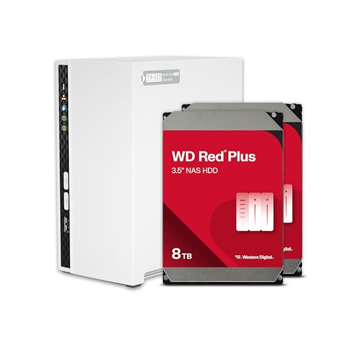 Image of QNAP TS-233-28WD-US 2 Bay Home NAS with 8TB Storage Capacity, Preconfigured RAID 1 WD Red Plus HDD Bundle, with 1GbE Ports