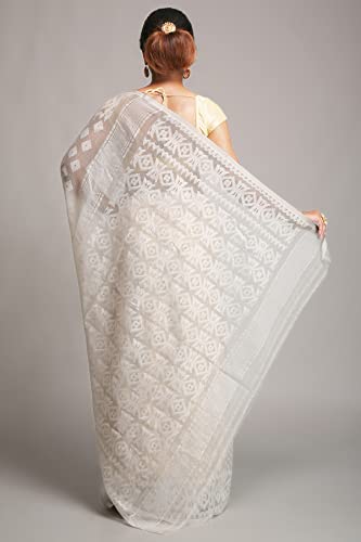 BENGAL HANDLOOM Exclusive Women's Cotton Silk Dhakai Allover Soft Jamdani Saree