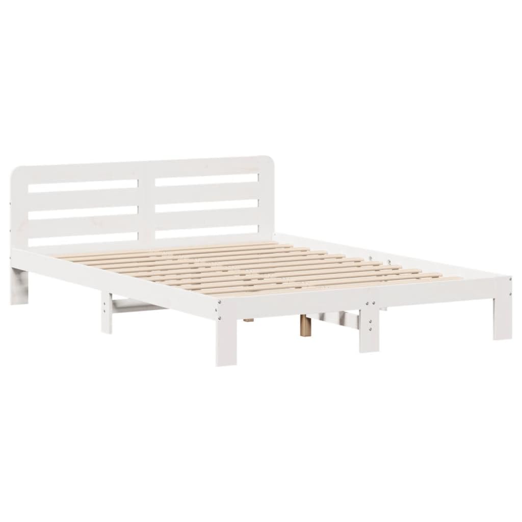 vidaXL Bed Frame without Mattress, Bed Base for Bedroom, Mattress Foundation for Double Bed, Modern Style, White 160x200 cm Solid Wood Pine