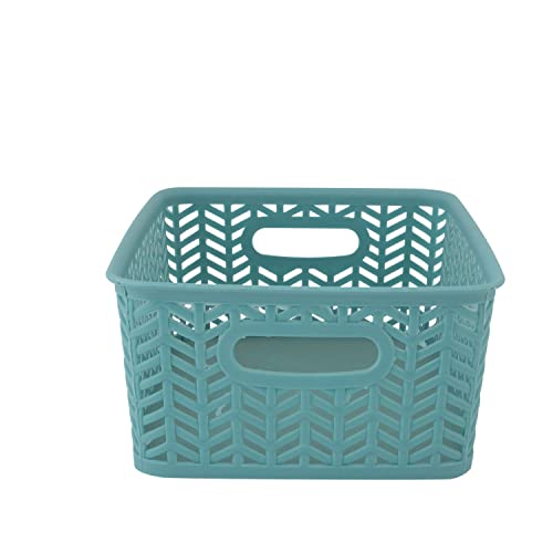 Simplify 25173-Dusty-3Pk Herringbone Storage Basket, Small, Dusty Blue, 3 Count #TOP5