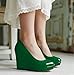 Joseywade Wedge Heels for Women Dressy Platform Heel Closed Round Toe Heels Pumps Slip On Wedge High Heel Shoes 4 Inch for Wedding Party Emerald Green US Size 9.5
