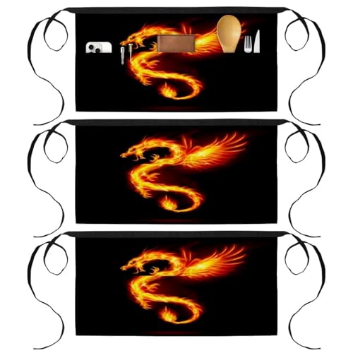 Tabliers courts de chef dragon de feu idéaux pour la pâtisserie à la maison