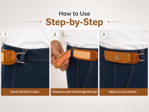 Image of 2PCS Buckleless Belt Hook Set | Elastic Waist Belt with Metal Hook & Hook Loop Closure | Invisible Stretch Waistband for Jeans, Trousers, Workwear & Daily Use