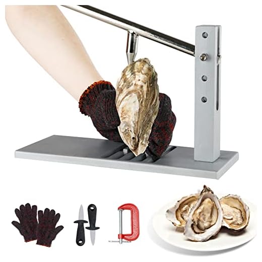 Oyster Shucker Tool Set, Stainless Steel Oyster Clam Opener Machine Including Knives, Glove and g-Clip, Heavy Duty Oyster Sheller Practical Tool for Hotel Family Buffet