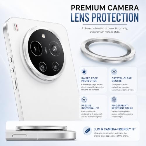 Image of FIRST MART Silver Camera Ring Guard Protector for Xiaomi 17 Ultra | Tempered Glass with Metal Alloy Rings, HD Clear, Scratch Resistant, Case-Friendly | Pack of 1