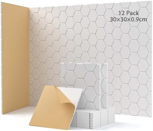 12 x Acoustic Panels Self-adhesive Sound Absorbing 30 x 30 x 1 cm...