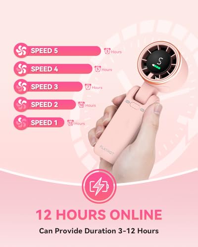 image for PlayHot Portable Handheld Turbo Fan, 5-Speed Personal Fans, 5000mAh Re