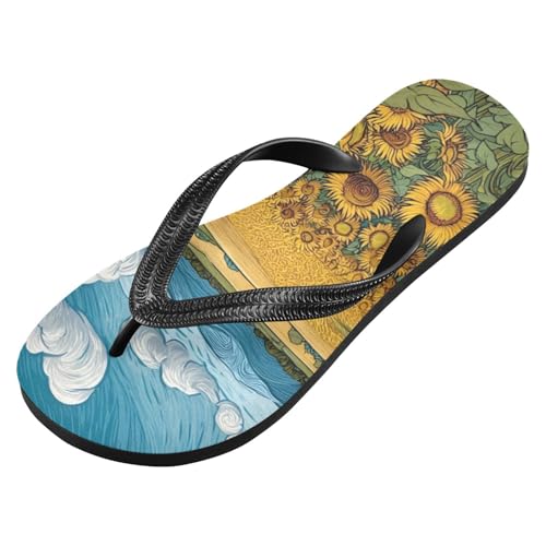Painting Sunflowers Flip Flop Sandal for Women Men, Casual Beach Slippers Indoor Outdoor XS2
