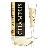 Hergestellt in Deutschland RITZENHOFF Champus Champagnerglas von Esser\'Design (Sparkle), aus Kristallglas, 200 ml, mit edlen Gold- und Platinanteilen, inkl. Stoffserviette
