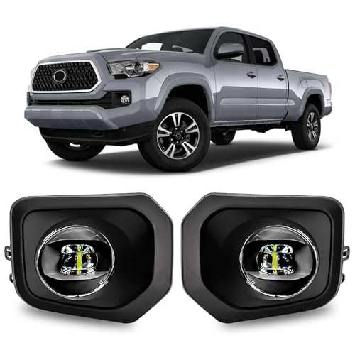 OKSIWA LED Fog Lights Compatible with 2016-2023 Toyota Tacoma(Fits SR SR5 Model Only) Front Bumper Driving Light with Wiring Harness Switch Easy to Install (Black Bezels)