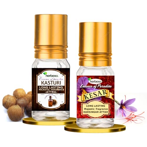 Image of Kasturi & Kesar Attar for Men & Women | Long Lasting Alcohol-Free | 2 x 6ml Roll-On