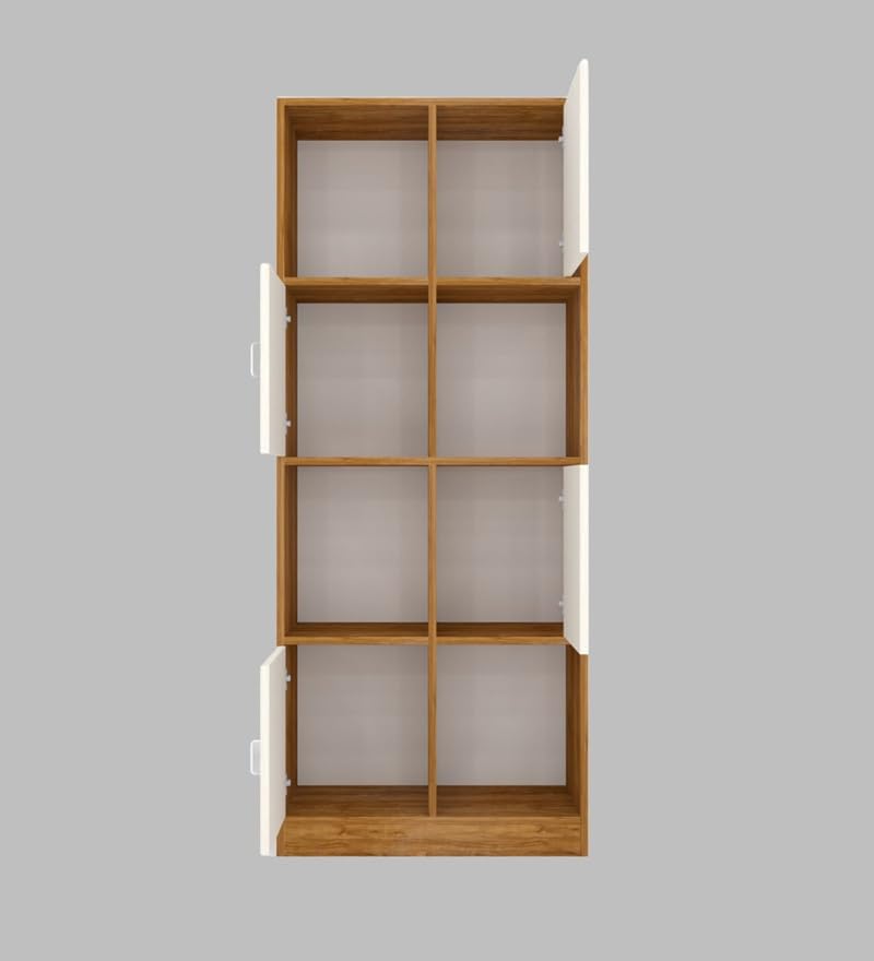 Image of SPECIALITY PANELS 8 Cube Bookshelf with Doors, Wood Bookcase Storage Organizer, 176x73x35 cm, Carpenter Assembly Provided