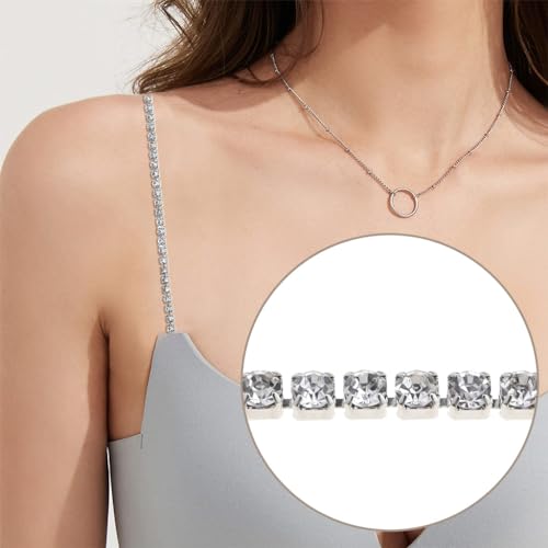 MAYCREATE® 2 Pairs Adjustable Bra Straps for Women, Crystal Beaded Bra Straps Chain, Rhinestone Straps for Bra Women, Shining Lingerie Shoulder Strap for Strapless Dress - Image 2