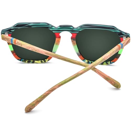 Image of HEPIDEM Matte Acetate Vintage Retro Square Polarized Sunglasses for Men UV400 UV Protection Sun Glasses