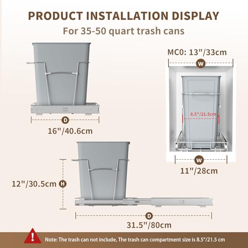 Pull Out Trash Can for Kitchen Cabinet, Heavy Duty Under Sink Organizer by Chenthrall - Used condition - Image 4