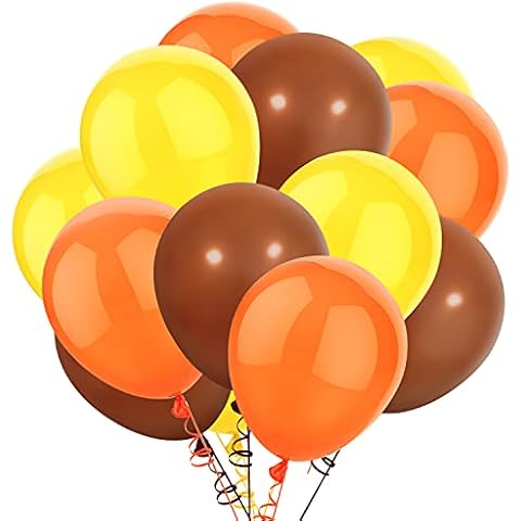 TKEJZu 60 Pcs 12 Inch Orange Brown and Yellow Balloons Fall Balloons Arch Garland Thanksgiving Decorations Supplies for Autumn Birthday Happy Fall Party, Wedding, Engagement, Baby Shower Decoration Cover