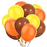 TKEJZu 60 Pcs 12 Inch Orange Brown and Yellow Balloons Fall Balloons Arch Garland Thanksgiving Decor