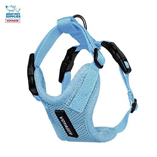Image of Best Pet Supplies Voyager Step-in Lock Pet Harness w Reflective Pet Leash Combo Set with Neoprene Handle 5ft - Supports Small, Medium and Large Breed Puppies /Cats - Baby Blue Set, XXS