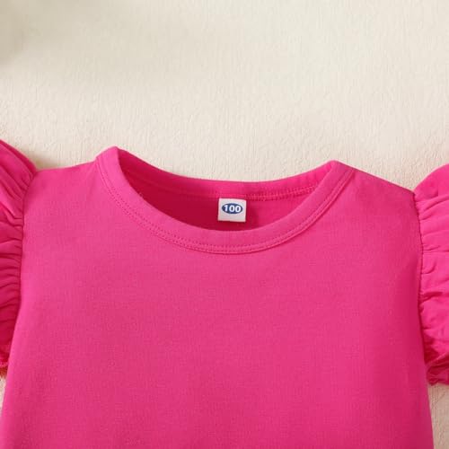 Image of Magic Park 1-14Y Toddler Ruffle T Shirt Girls Solid Color Blouse Kids Girl Short Long Sleeve Tops Casual Tee