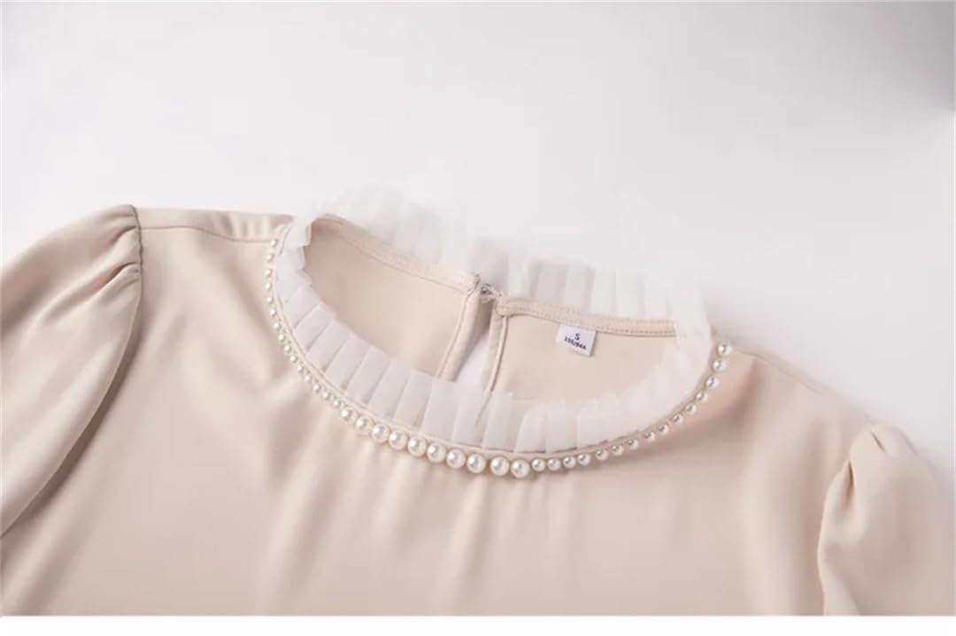 Blusa de manga larga con cuentas Temeprament para mujer, color albaricoque, para oficina, trabajo