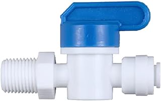 EZRODI 2 Pack Plastic Quick Connect to Male Valve Fitting (1/4 in. O.D. PTC x 1/4 in. MIP Male Threaded, Inline Shut Off Valve)