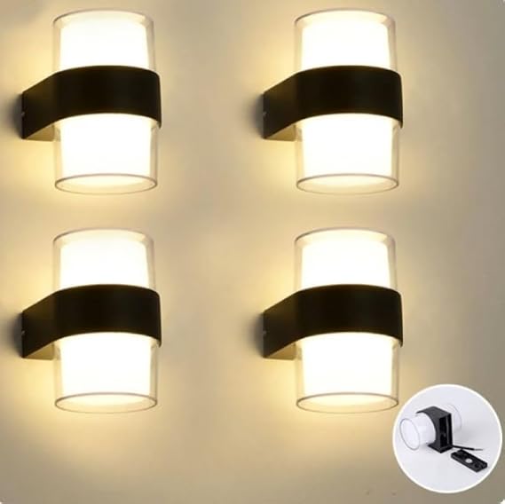 DUVAR LED LAMBA 12W GÜN IŞIK 3200K BAHÇE TERAS İÇ&DIŞ MEKAN DEKORATİF LED APLİK AYDINLATMA (4 ADET) [Enerji Sınıfı F]