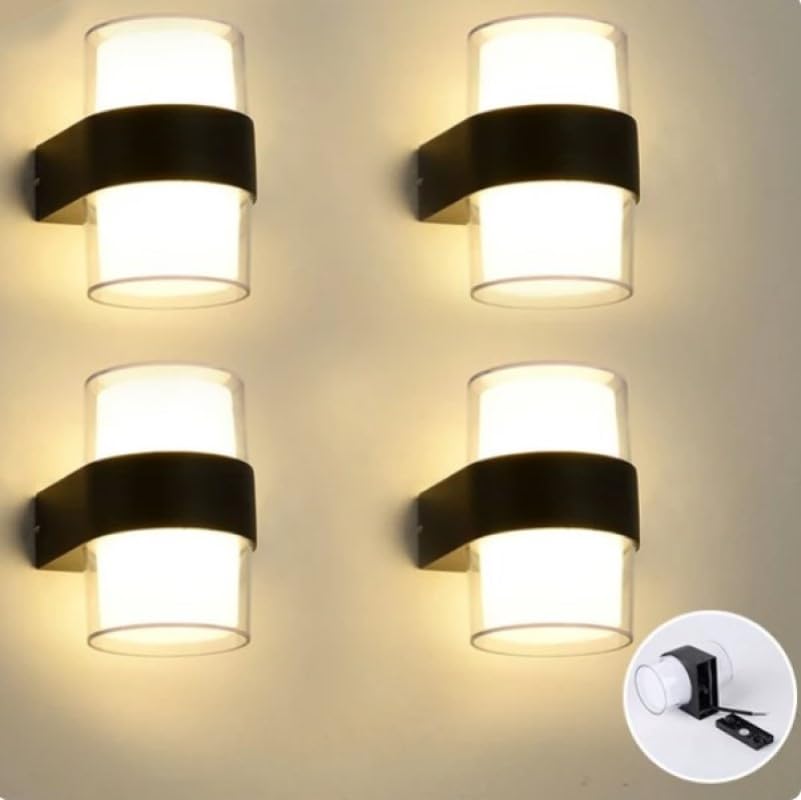Duvar LED Lamba 12W Gün Işık 3200K Bahçe Teras İÇ&Dış Mekan Dekoratif LED Aplik Aydınlatma (4 Adet)