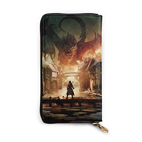 Preisvergleich Produktbild Hobbit Geldbörse RFID-blockierendes Echtleder-Portemonnaie mit Reißverschluss um Kartenhalter Organizer Clutch