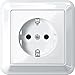 Produktbild Merten MEG2300-1219 SCHUKO-Steckdose m. voller Abdeckplatte, BRS, StK, polarweiß glänzend, ATELIER-M