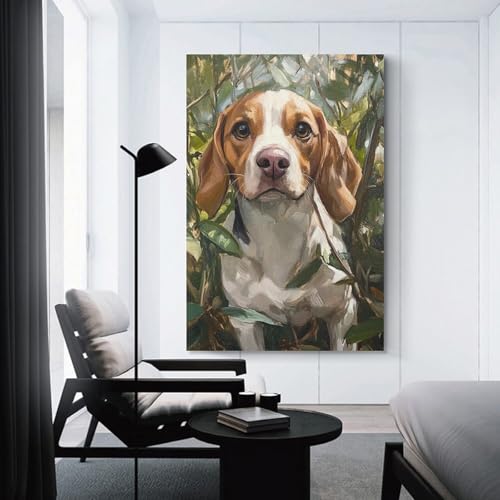 Cuadro en lienzo de perro Beagle y póster impreso para decoración de dormitorio 50x75 3