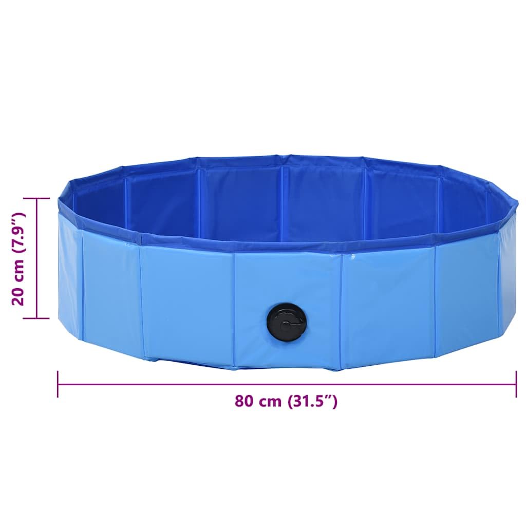 Piscina para perros plegable azul 80 x 20 cm PVC antideslizante, piscina infantil resistente para mascotas, interior y exterior, ideal para verano, accesorios para perros para refrescarse y