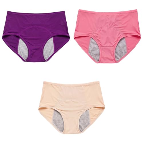 3 piezas ropa interior para mujeres a prueba de fugas de algodón pernoctación menstrual bragas bragas cintura alta a prueba de fugas protección bragas de encaje negro ropa interior señoras conjunto,