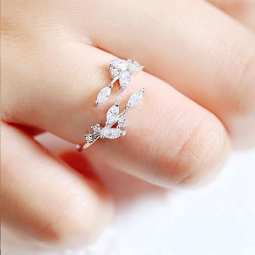 Dainty Rings Open Adjustable Ring Leaf Ring for Women Dainty Stackable Rings for Women - Image 5