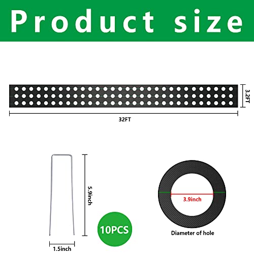 codree 32 x 3.2 Ft Garden Weed Barrier Landscape Fabric- Heavy-Duty Garden Weed Control Barrier with Planting Holes- Weed Block Gardening Mat with 8 Ground Nail for Outdoor Garden