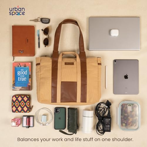 Image of Urban Space Women Tote Bag with Laptop compartment, Handbag for Work, Ladies purse, Stylish Shoulder Bag, Laptop ipad Tote Bags For Office Use, Gift for Women