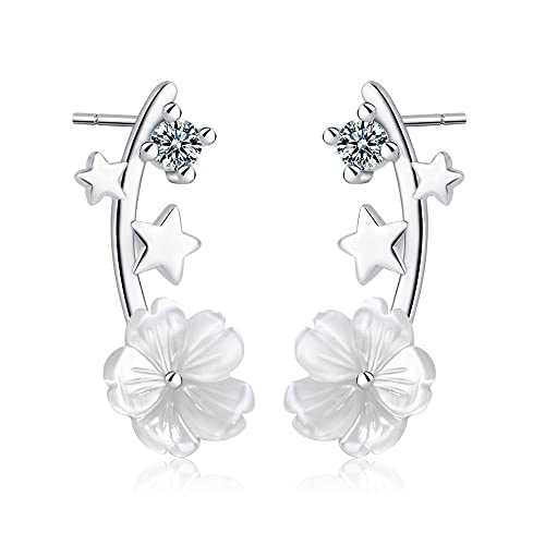 Boucles d'oreilles argent 925 fleur étoile le cadeau d'anniversaire idéal pour femme
