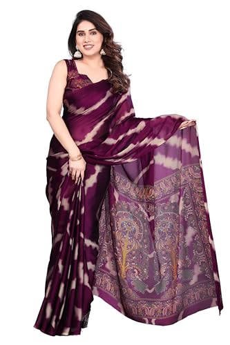 Image of SUPERLAXMI Women's Chiffon Floral Printed Saree with Blouse Piece