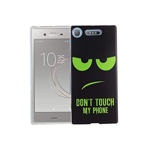 König design mobilskal kompatibel med Sony silikon skal skydd stötsäkert bakskal mobilskal, Sony Xperia XZ1, Don't touch my Phone Grün Schwarz