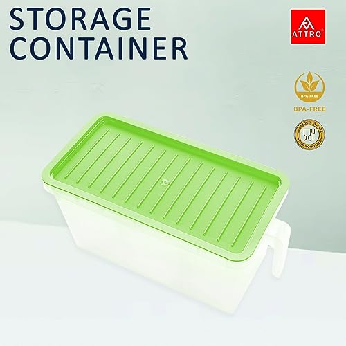 Image of Attro Plastic Air Tight Food And Storage Container 3 Detachable Small Storage Boxes With 1 Lid Used To Store 3 Diffrent Food Items In A 1 Box Bpa Free, Food Grade,Freezer Safe, 5000Ml-Mint Green