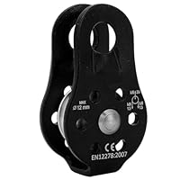 Hominas Seilrolle 26 KN, Seilrollen Umlenkrolle Aluminiumlegierung Mobile Pulley Flaschenzug Zum Klettern für 12 mm Seilklettern, Schwarz