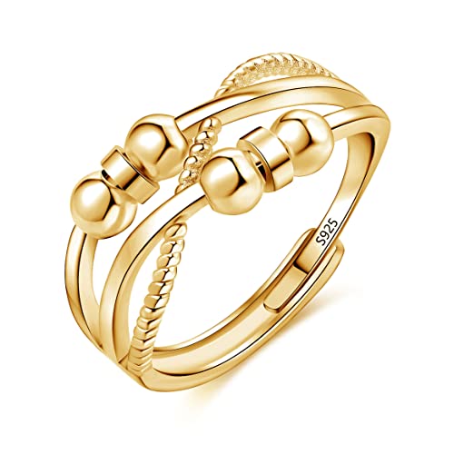 Josfeva Silber Anxiety Rings, 925 Sterling Silber Angst Ring, Offen...