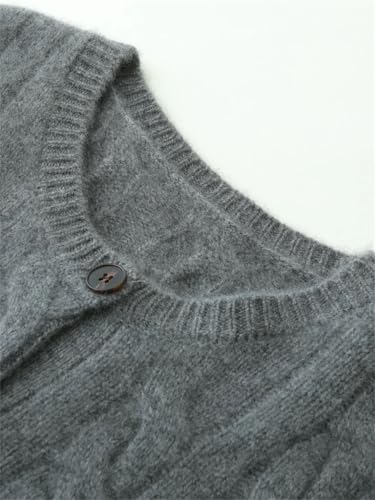 Women's Cashmere Sweater O-Neck Cable Knit Cardigan Knitwear Thickened Soft Coat Tops3