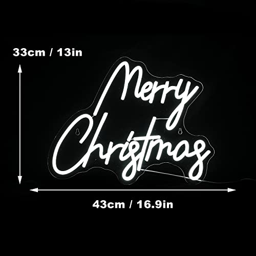 Image of Merry Christmas Neon Sign White Neon Light Letter Neon Light with Switch Novelty Lighting for ChristmasWall Decor Party Wedding Birthday Party Decorations