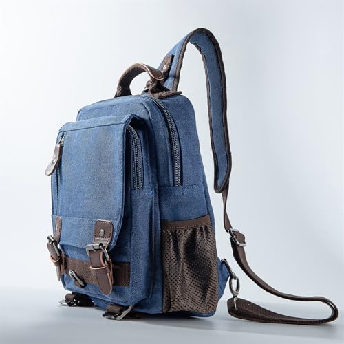 Sechunk Canvas Messenger Bag Sling Bag Crossbody Bag Shoulder Bag Retro Cross Body Handbags (Large, Blue)3