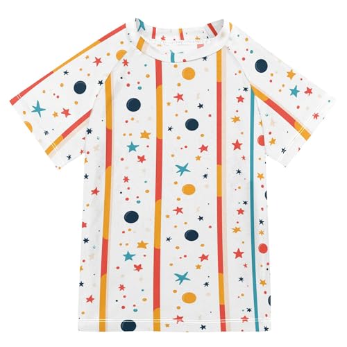 Wudan Stars and Circles Boy Bathing Suit UV Protection Rash Guard Boys Swimwears Summer Clothes for Youth Boys 7-8Y