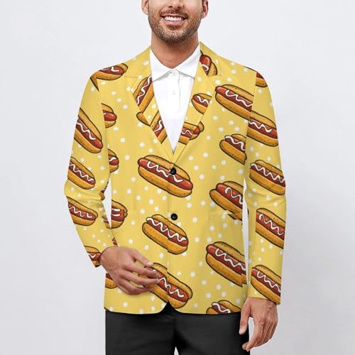 Hotdog Pattern Men's Suits Dress Business Formal Suit Print Jackets Coat For Wedding Party 2XL2