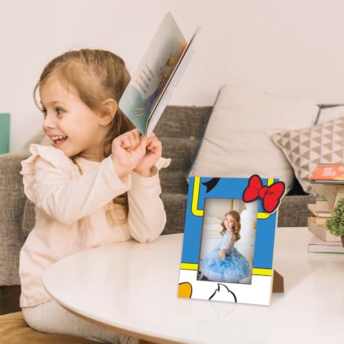 4x6 Blue & White Wooden Picture Bow Frame With A Stand, Cartoon Theme Vertical Photo Frame For Boy & Girls, Birthday party,Holiday Gifts,Home Decorations & Gifts - A01 - Image 5