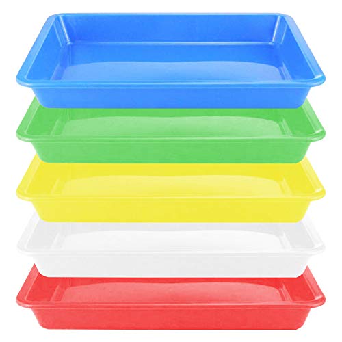 Plastic Art Trays - 5 Piece Stackable Activity & Craft Organizer Serving & Jewelry Tray for DIY Projects Painting Beads (11 x 8.3 x 1.2 inch)