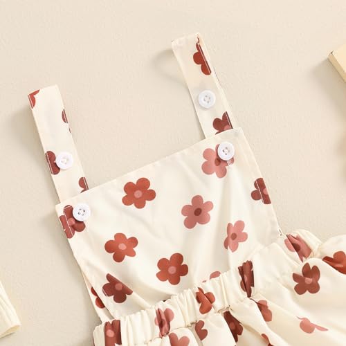 Image of Toddler Baby Girl Summer Clothes Kids Short Sleeve Solid T-Shirt Ruffle Daisy Skirts Overalls Dress Outfit 18M-6T