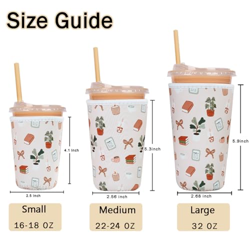 Image of Reusable Insulated Sleeve for Iced Coffee Cup, 3-Pack Coffee Neoprene Drink Sleeve for Cold & Hot Drinks, Beverage Holder for Iced Coffee (Calm Oasis)